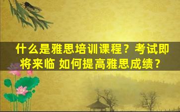 什么是雅思培训课程？考试即将来临 如何提高雅思成绩？